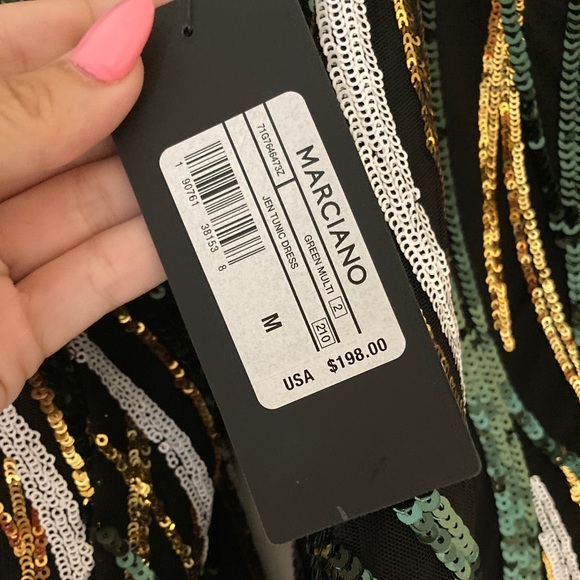 GUESS MARCIANO JEN TUNIC DRESS MEDIUM GREEN MULTI - Picture 7 of 15